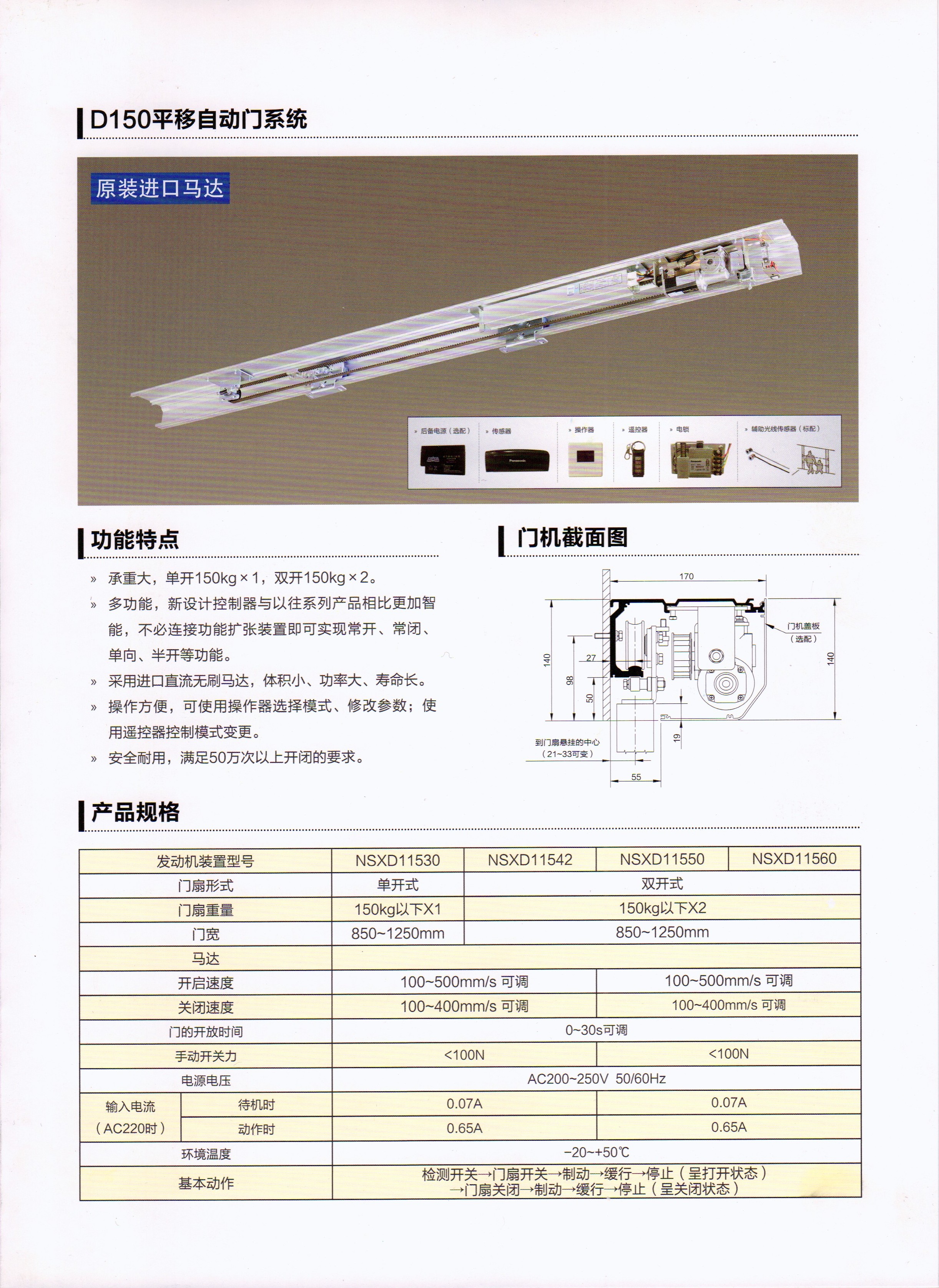 松下D150型平移门控制装置(图1)